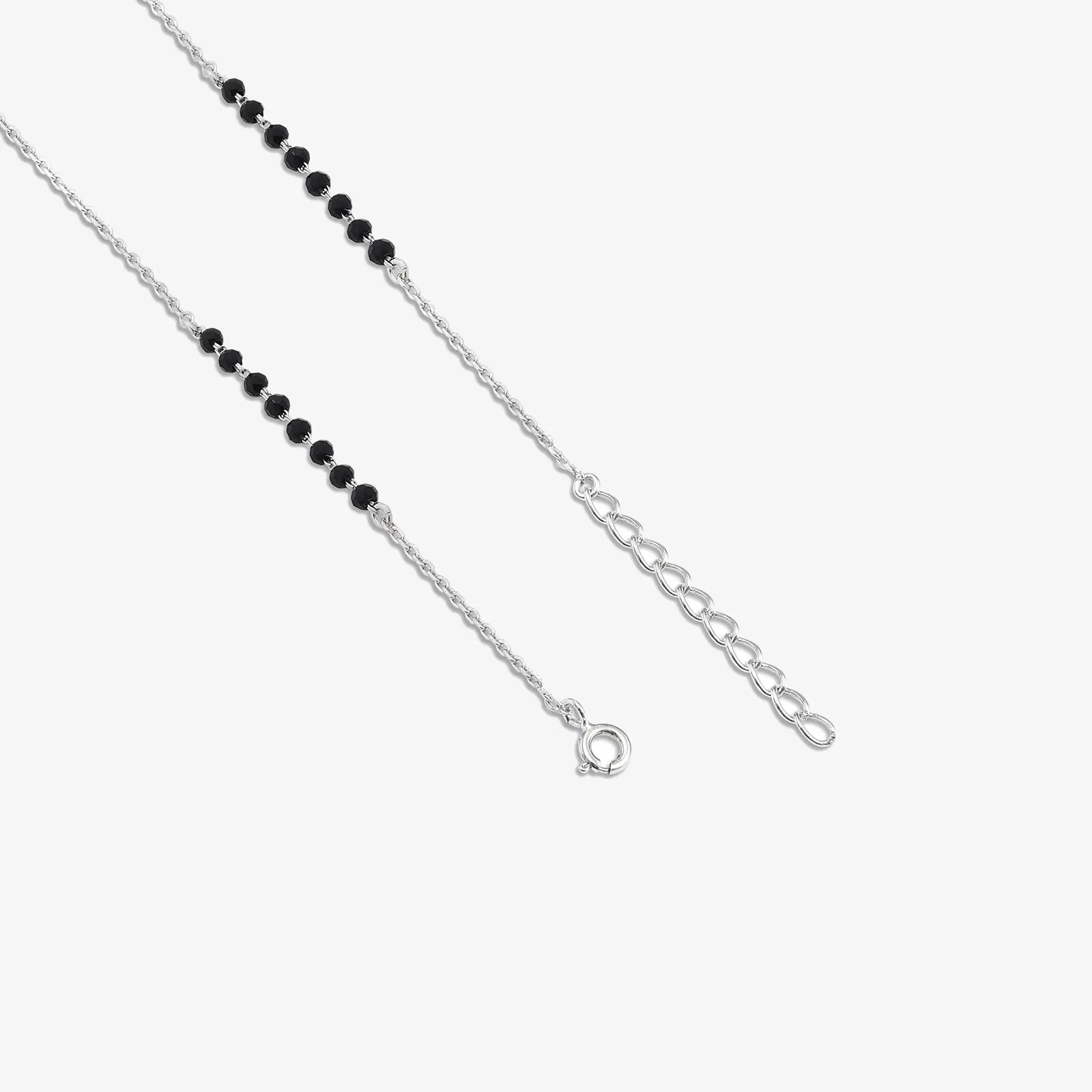 AD Studded Rectangle Solitaire Silver Mangalsutra - Tweov Jewels