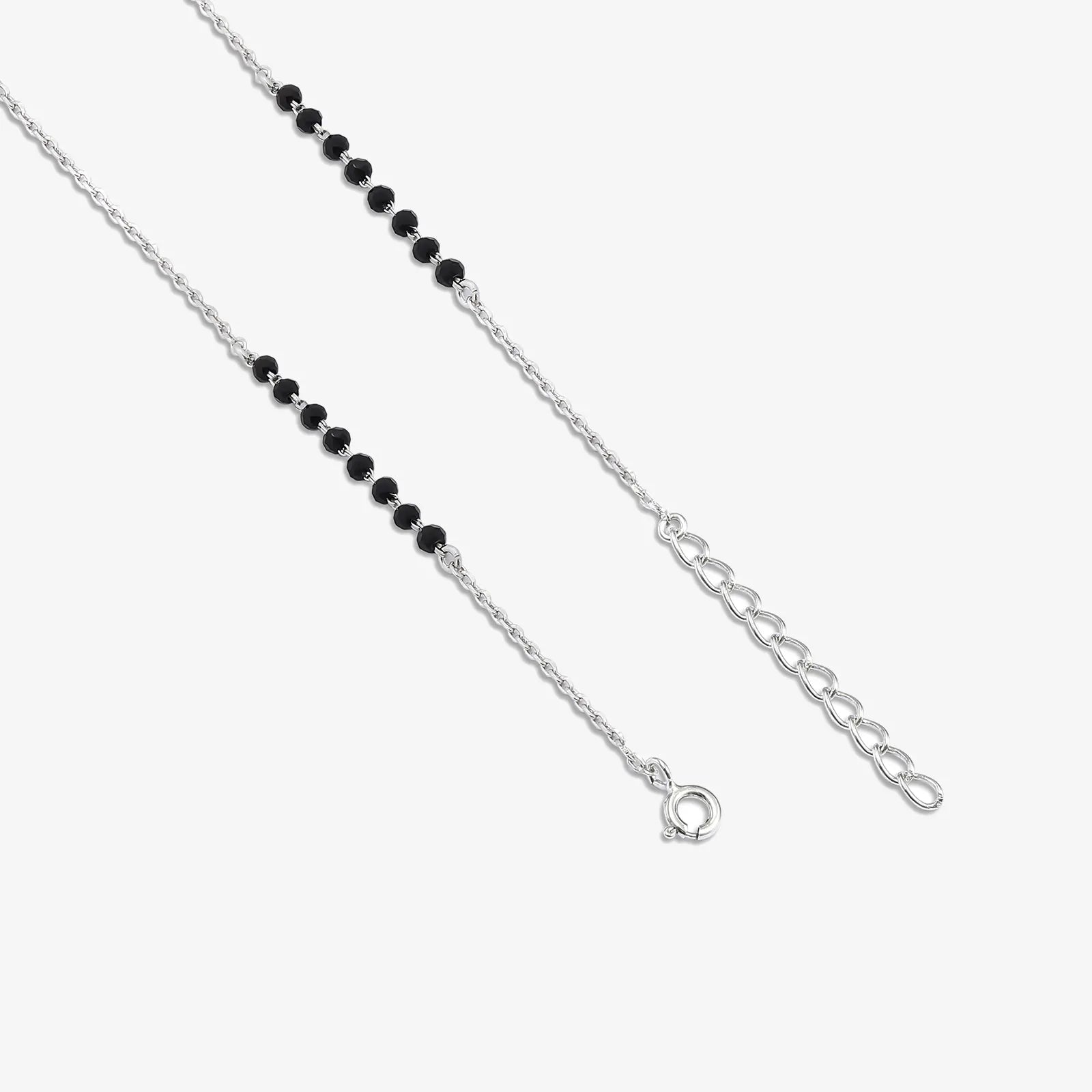 AD Studded Round Solitaire Silver Mangalsutra - Tweov Jewels