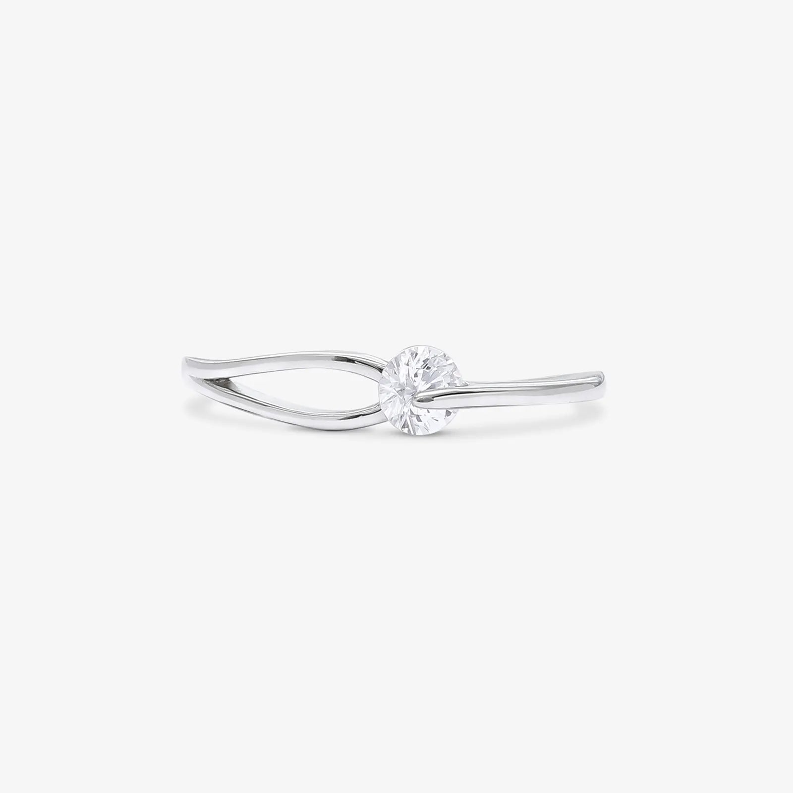 Silver CZ Twist Solitaire Ring - Tweov Jewels
