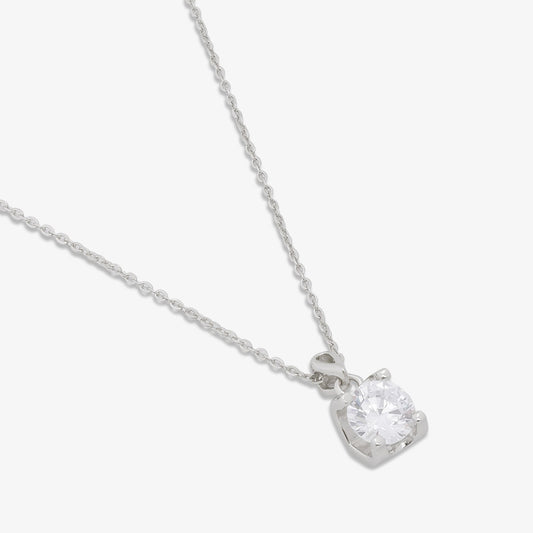 Solitaire American Diamond Silver Pendant & Chain - Tweov Jewels
