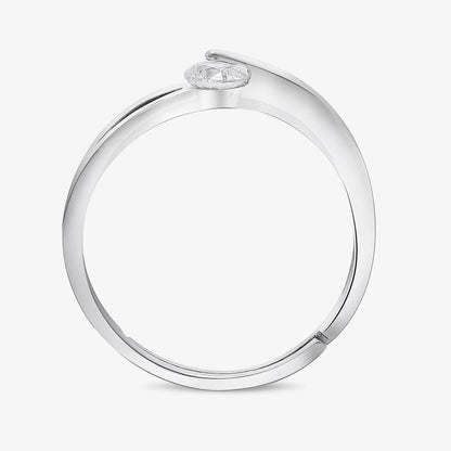 Silver CZ Twist Solitaire Ring - Tweov Jewels