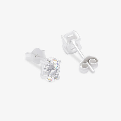 Oval Prism Stud Earrings for Women – 925 Sterling Silver Rhodium Plated