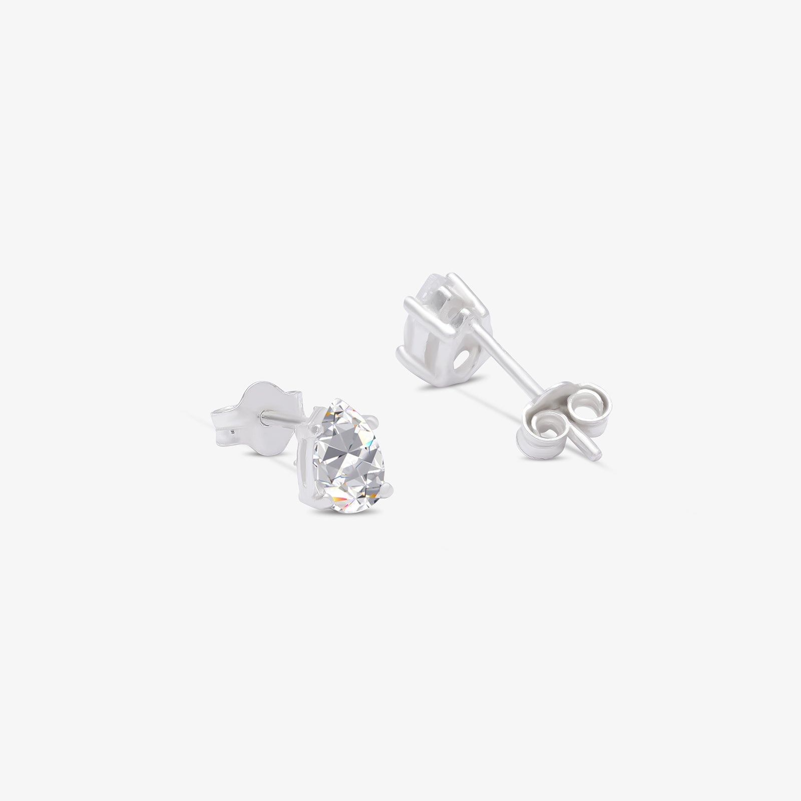 Pear Stud Earrings For Women – 925 Sterling Silver Rhodium Plated