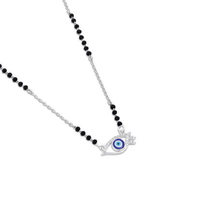 Black Beads Silver Evil Eye Mangalsutra for Women - Tweov Jewels