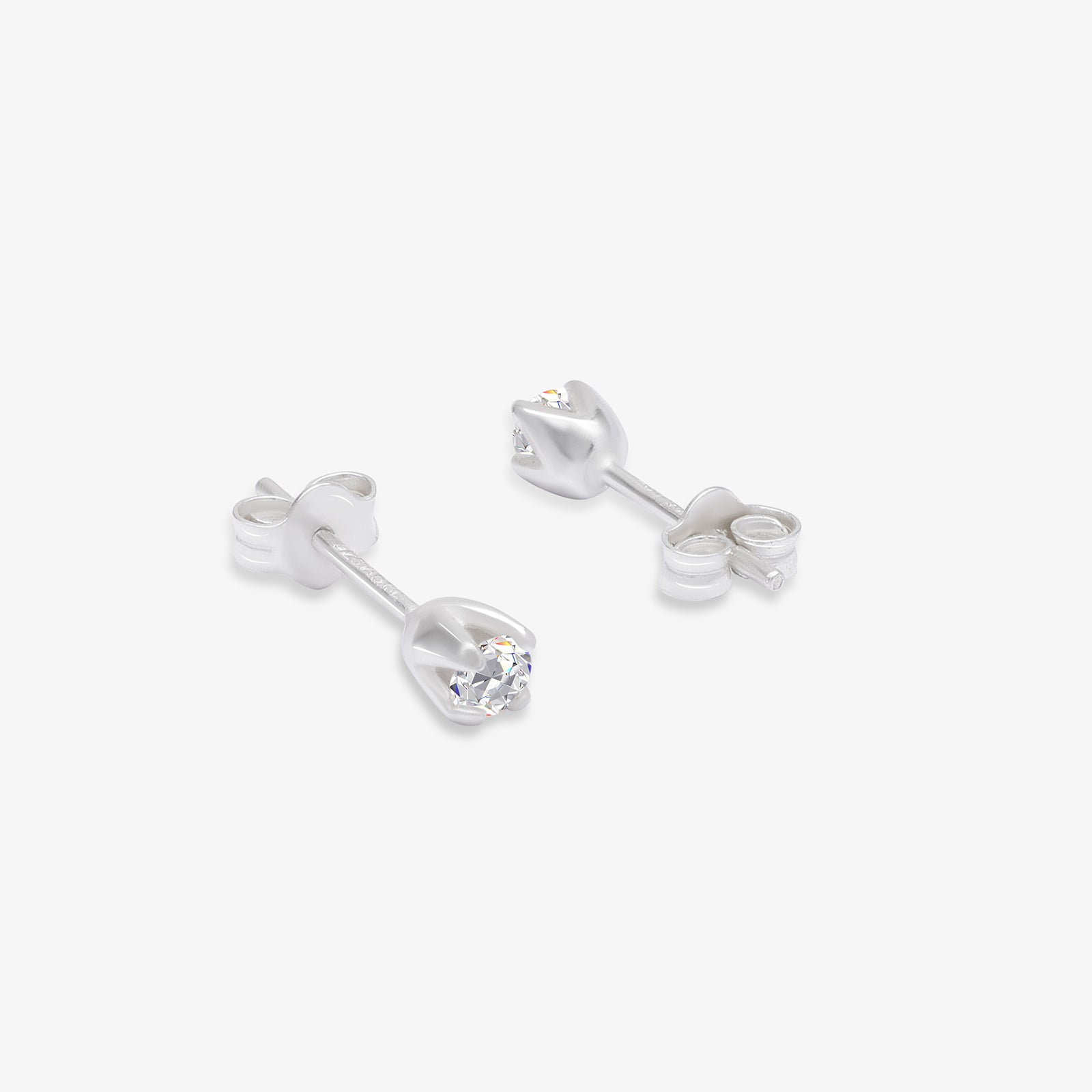 CZ Solitaire Stud Earrings For Girls – 925 Sterling Silver Rhodium Plated