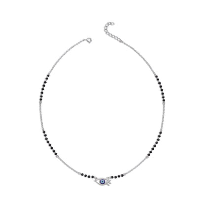 Black Beads Silver Evil Eye Mangalsutra for Women - Tweov Jewels