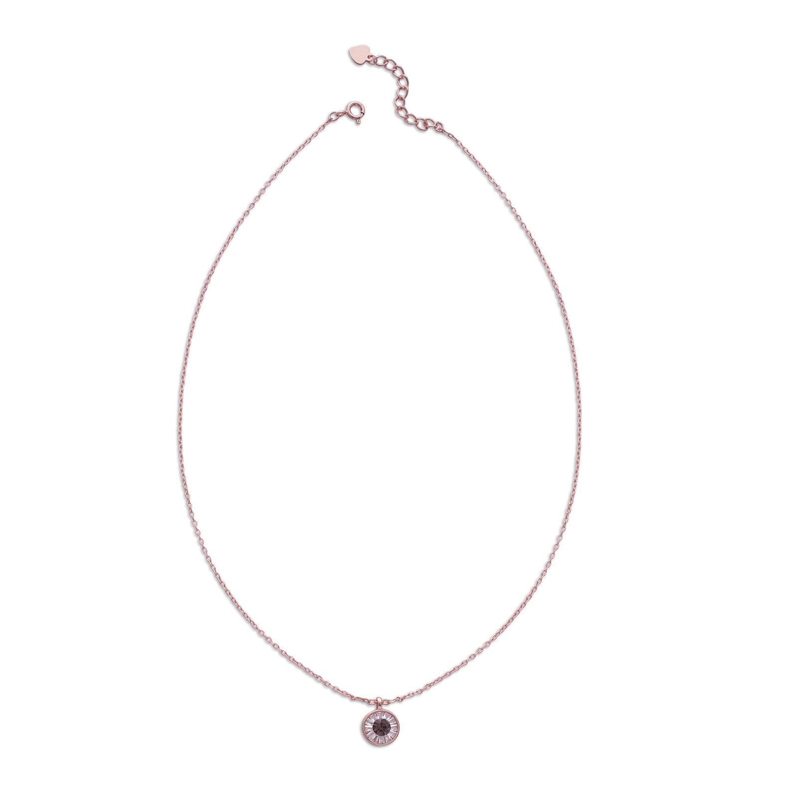 Rose Gold Plated Sea Green Stone Studded Chain Pendant