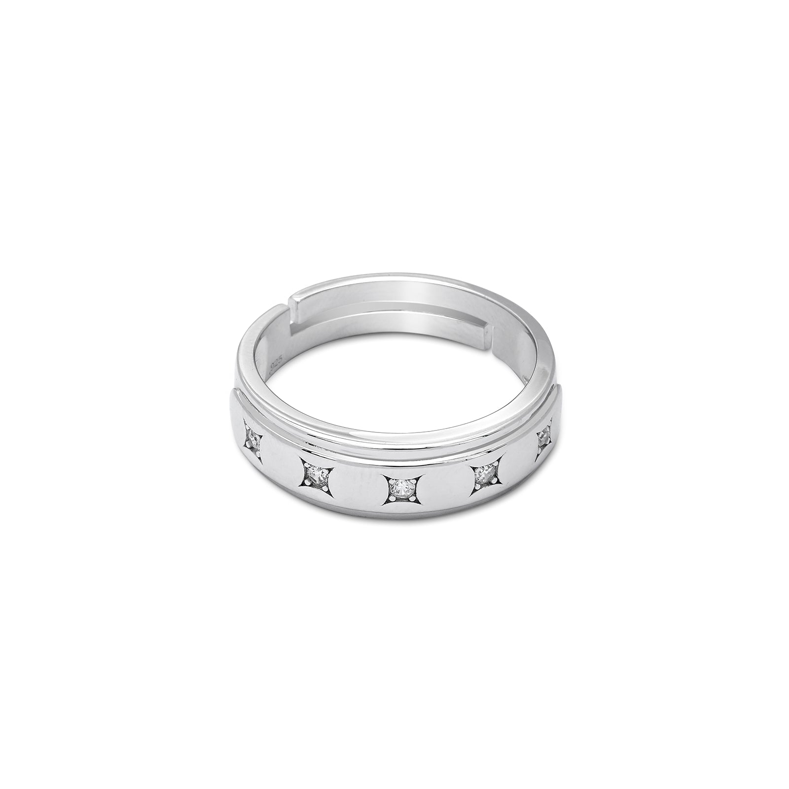 Twin Band Couple Rings for Men & Women – 925 Sterling Silver Rhodium Plated