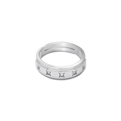 Twin Band Couple Rings for Men & Women – 925 Sterling Silver Rhodium Plated