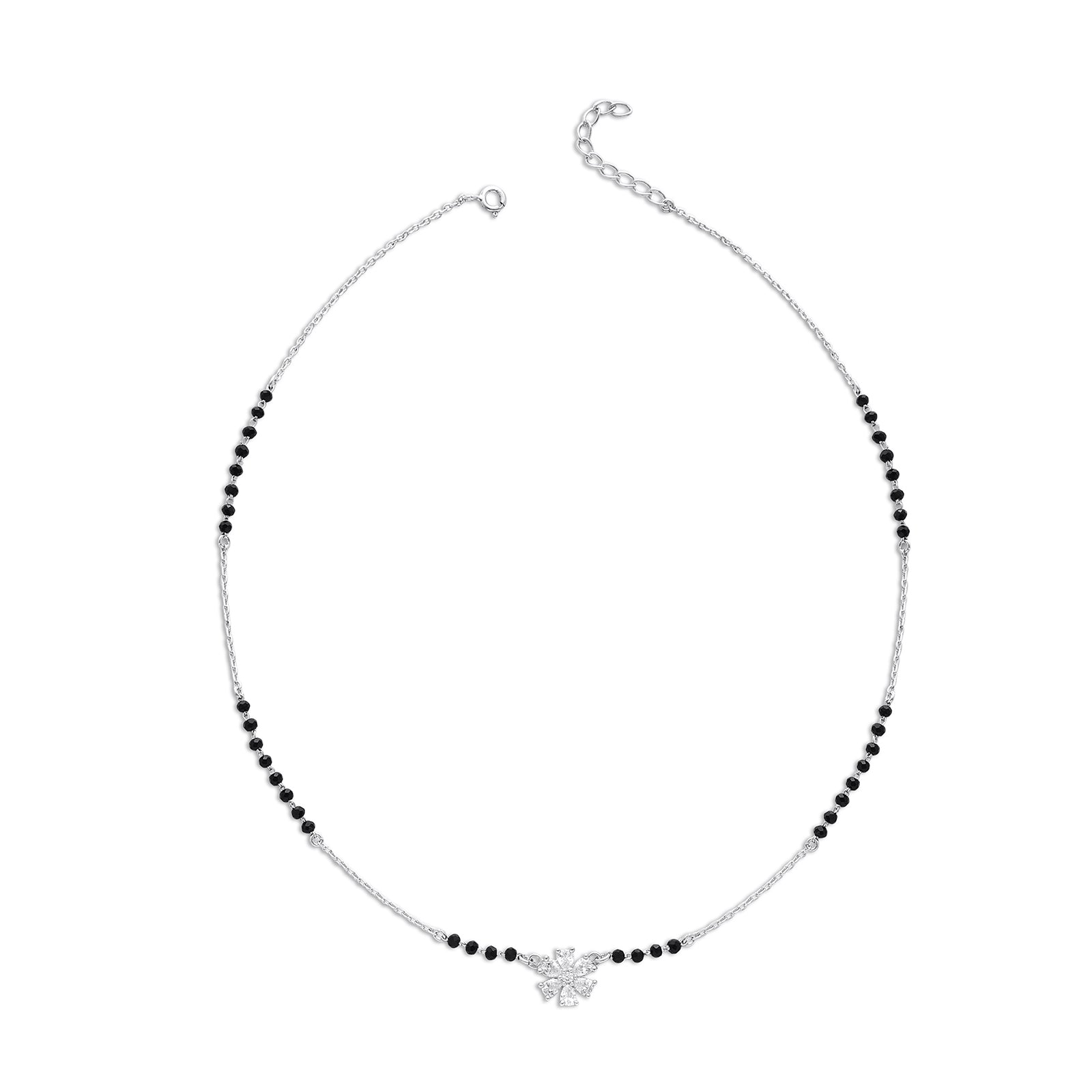 Floral Design Silver Mangalsutra - Tweov Jewels