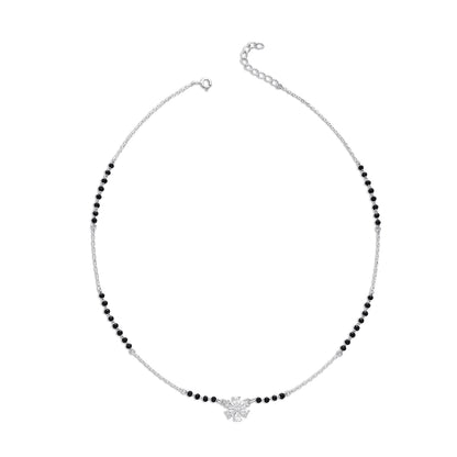 Floral Design Silver Mangalsutra - Tweov Jewels