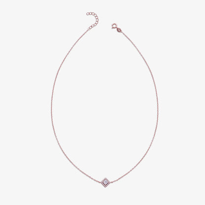 Rose Gold Plated CZ Studded Square Pendant with Chain - Tweov Jewels