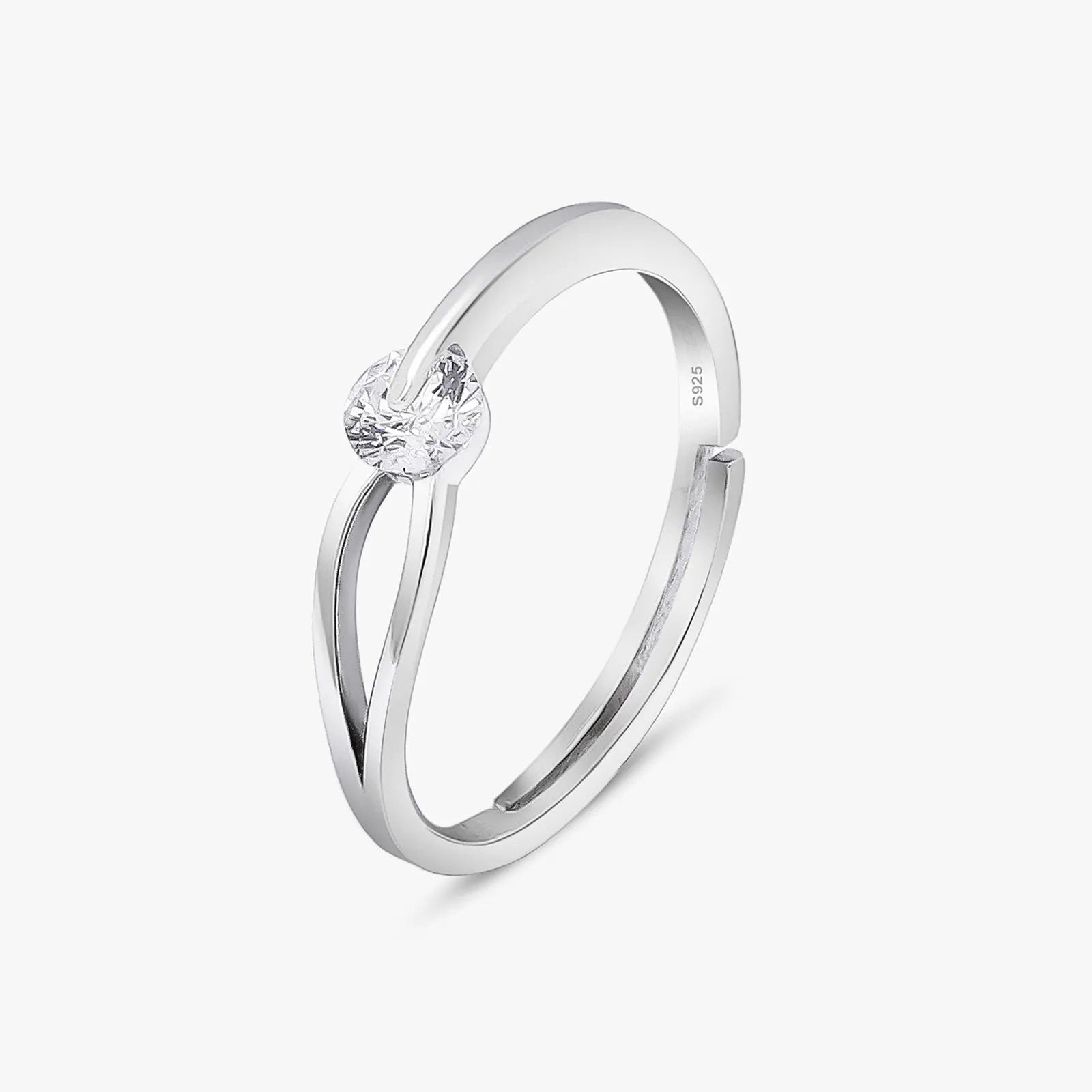 Silver CZ Twist Solitaire Ring - Tweov Jewels