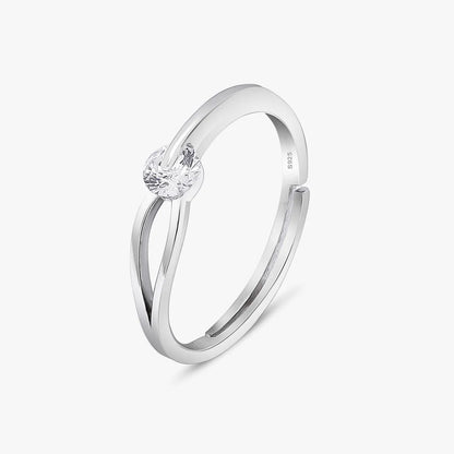 Silver CZ Twist Solitaire Ring - Tweov Jewels