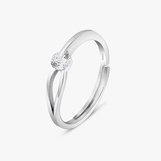 Silver CZ Twist Solitaire Ring - Tweov Jewels