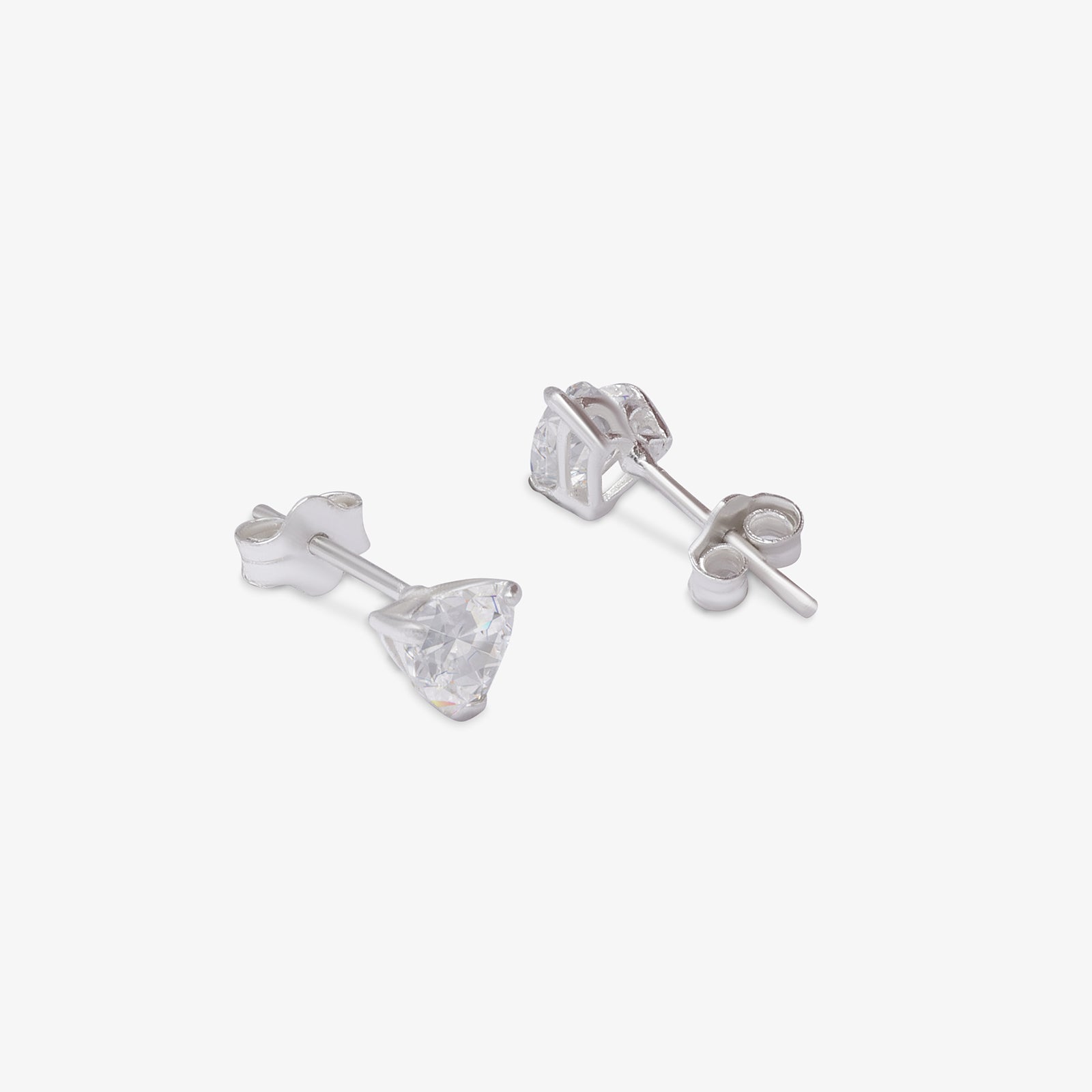 CZ Heart Stud Earrings For Women – 925 Sterling Silver Rhodium Plated