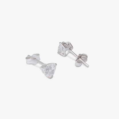 CZ Heart Stud Earrings For Women – 925 Sterling Silver Rhodium Plated