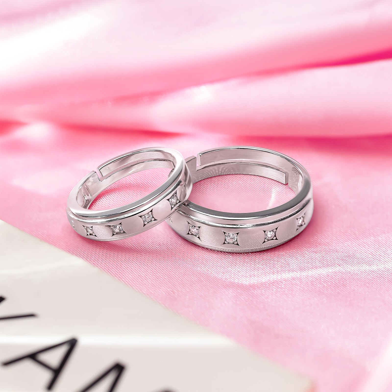 Twin Band Couple Rings for Men & Women – 925 Sterling Silver Rhodium Plated