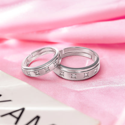 Twin Band Couple Rings for Men & Women – 925 Sterling Silver Rhodium Plated