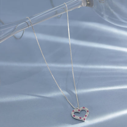 Pink Heart Silver Pendant with Chain - Tweov Jewels