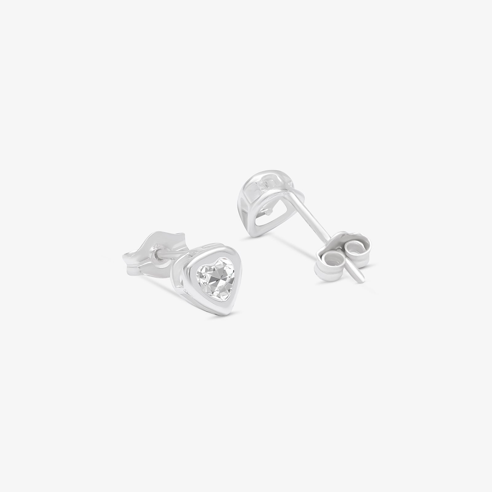 Heart Bezel Earrings For Women – 925 Sterling Silver Rhodium Plated