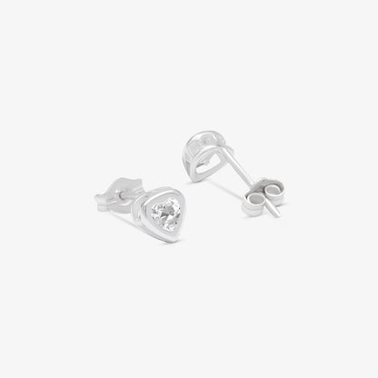Heart Bezel Earrings For Women – 925 Sterling Silver Rhodium Plated
