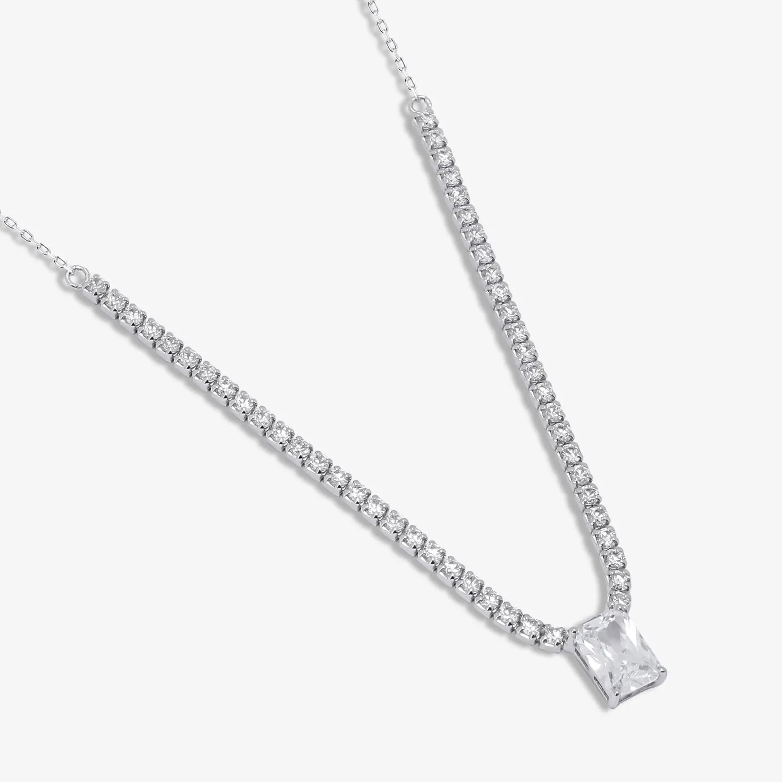 Solitaire Silver Tennis Necklace - Tweov Jewels