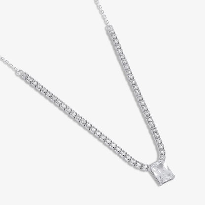 Solitaire Silver Tennis Necklace - Tweov Jewels