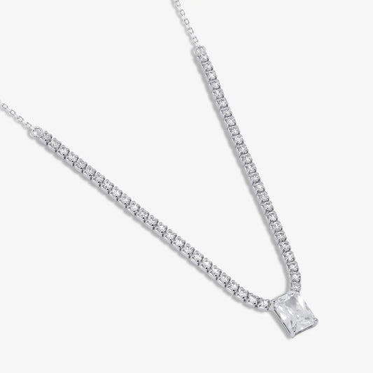 Solitaire Silver Tennis Necklace - Tweov Jewels
