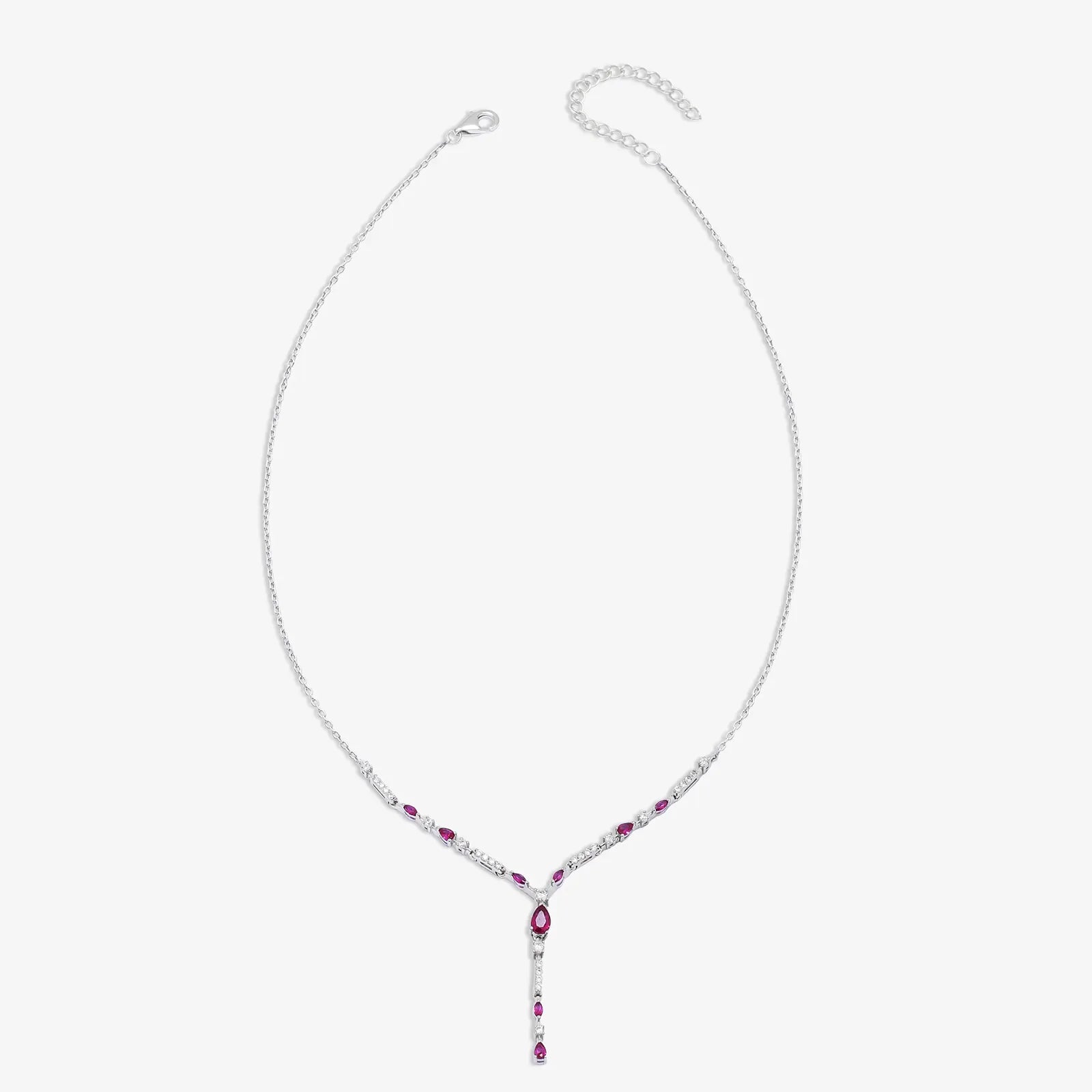 Designer Silver Pink Drop Necklace - Tweov Jewels