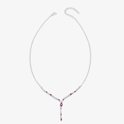 Designer Silver Pink Drop Necklace - Tweov Jewels