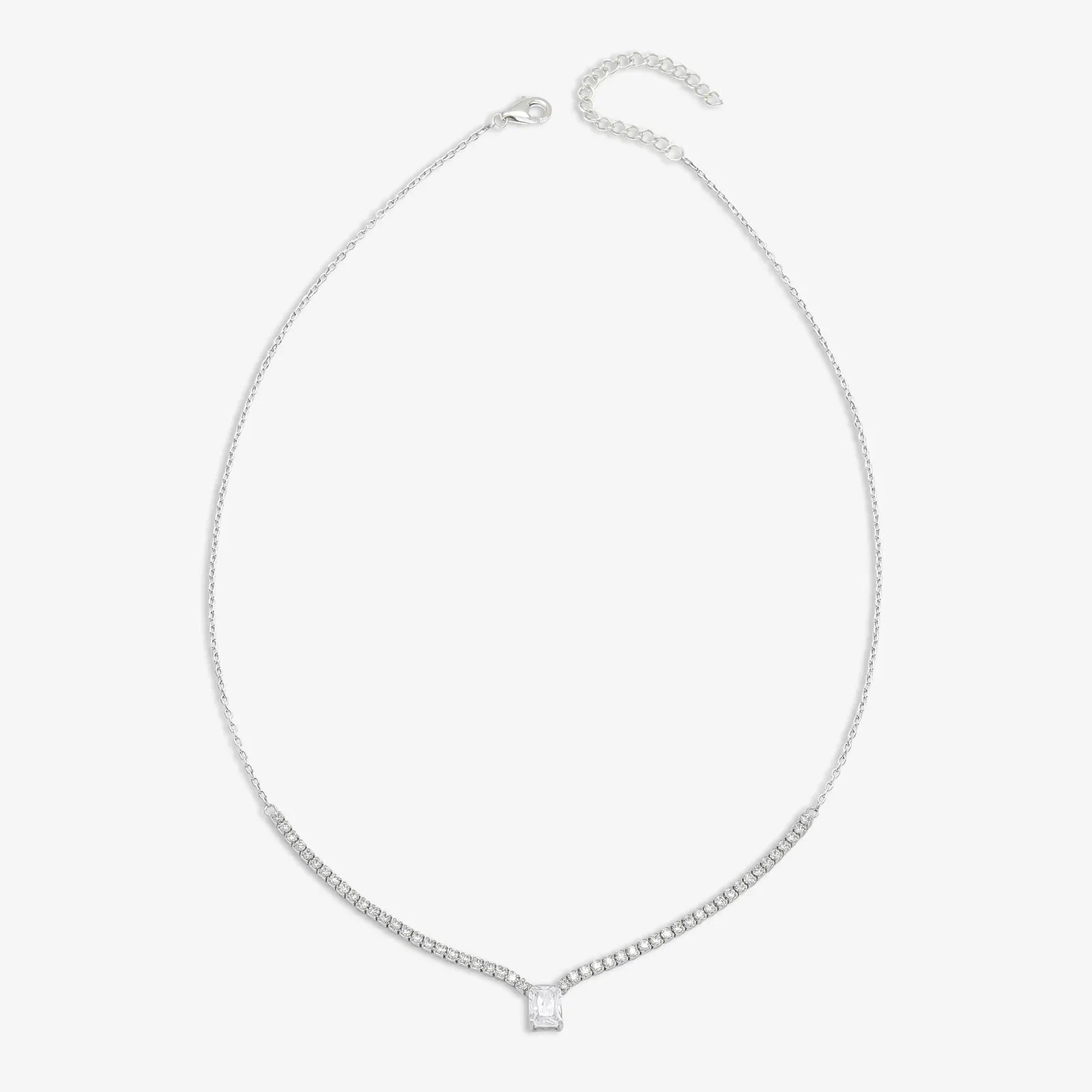 Solitaire Silver Tennis Necklace - Tweov Jewels