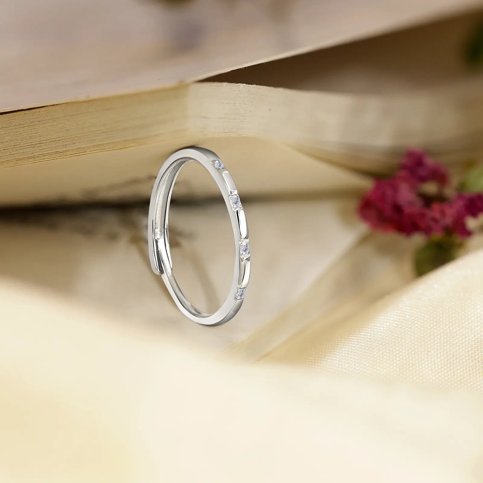 CZ Eternity Silver Spiral Band Ring