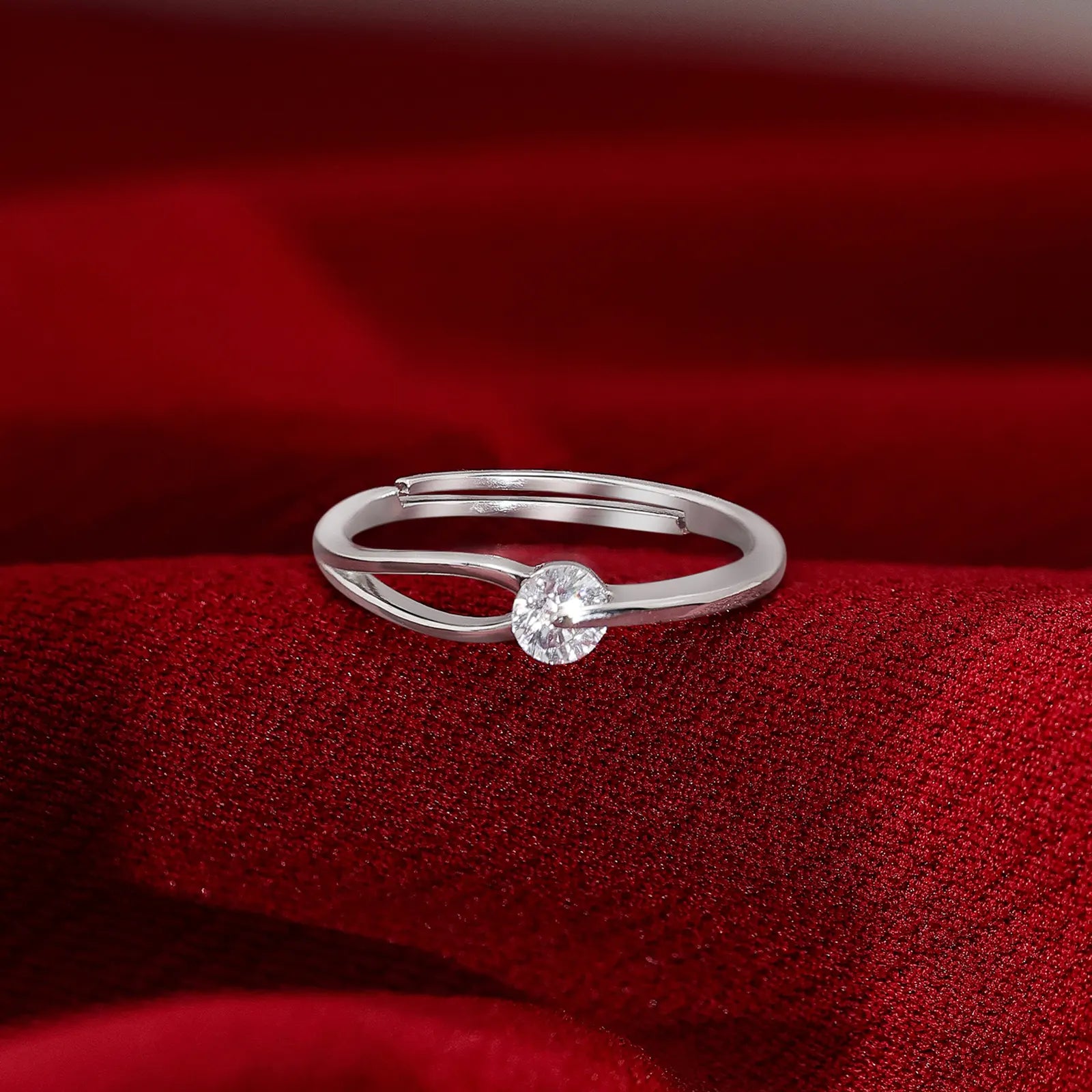Silver CZ Twist Solitaire Ring - Tweov Jewels