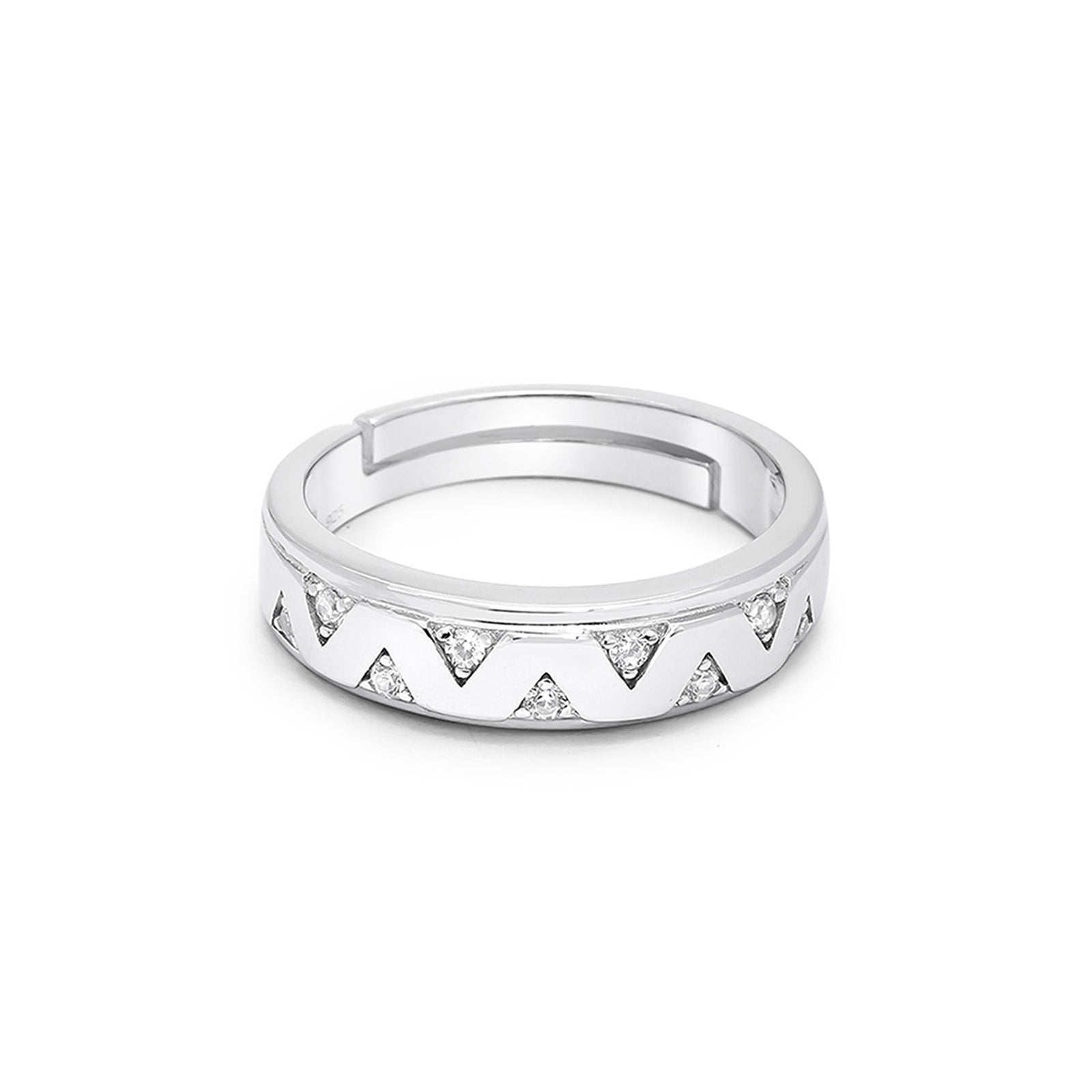Crown Edge Couple Rings for Men & Women – 925 Sterling Silver Rhodium Plated