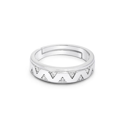 Crown Edge Couple Rings for Men & Women – 925 Sterling Silver Rhodium Plated
