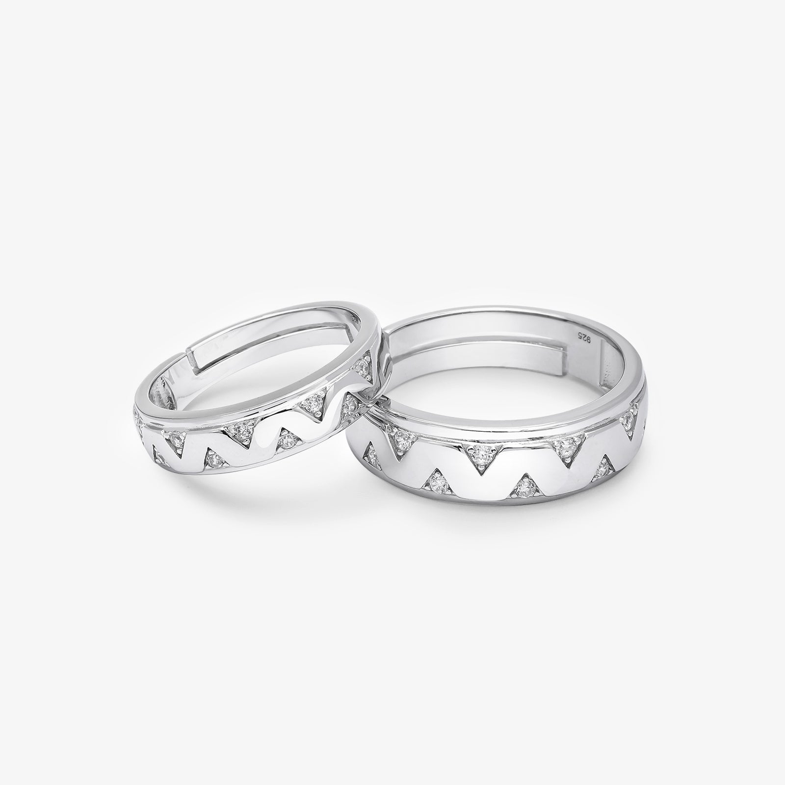 Crown Edge Couple Rings for Men & Women – 925 Sterling Silver Rhodium Plated