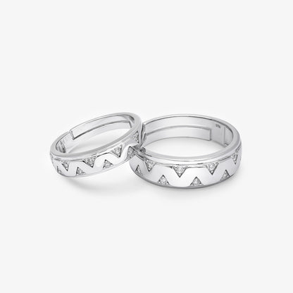 Crown Edge Couple Rings for Men & Women – 925 Sterling Silver Rhodium Plated