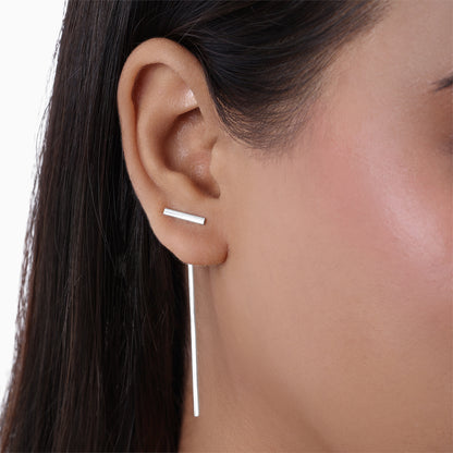 Pure 925 Silver Earrings - Toned Long Drop Model - Tweov Jewels