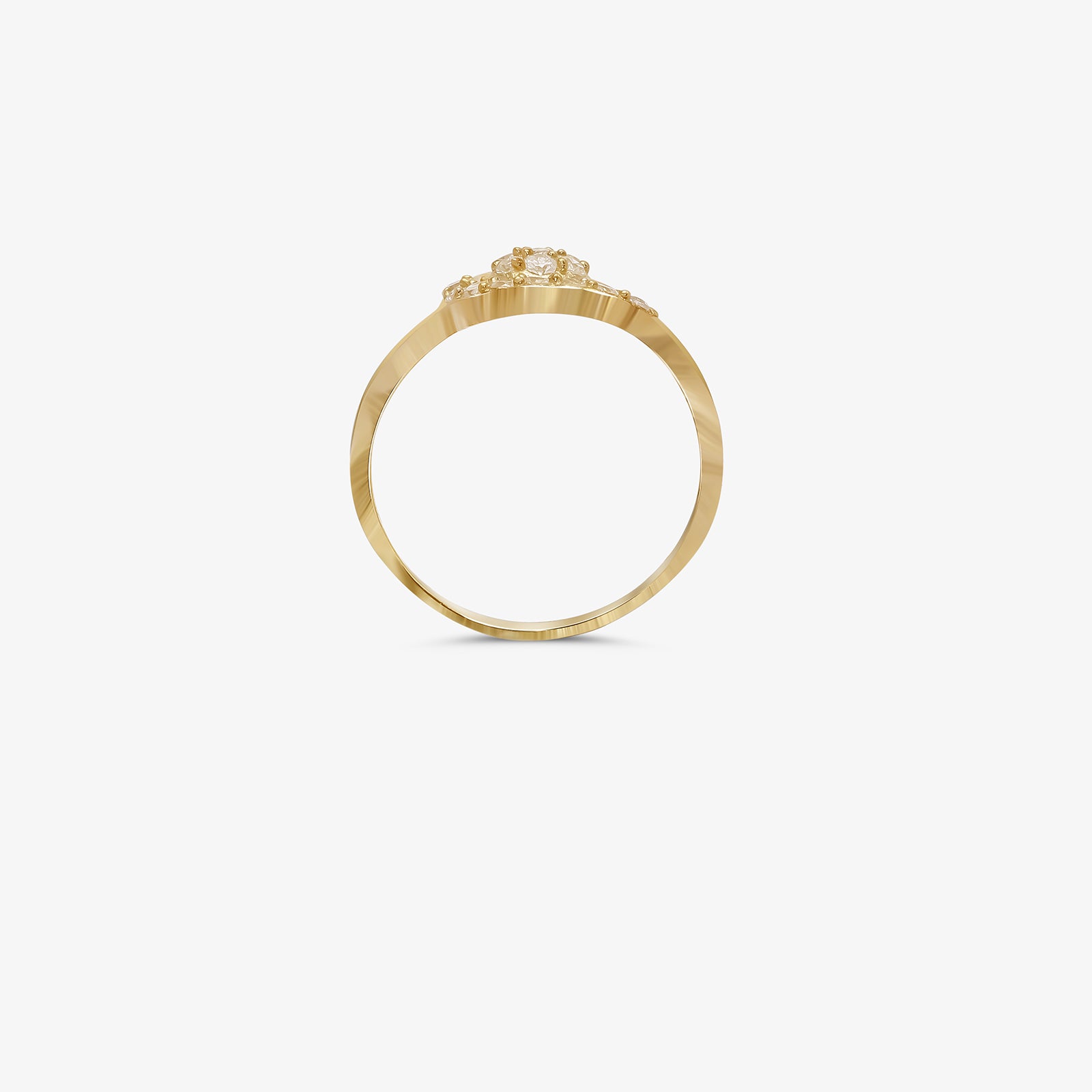 Gold Toned Floral Silver Ring