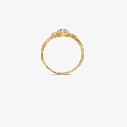 Gold Toned Floral Silver Ring
