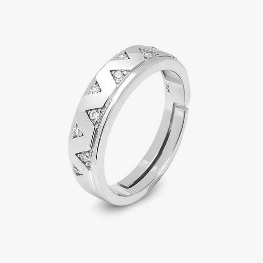 Silver CZ Wave Rings for Men - Tweov Jewels