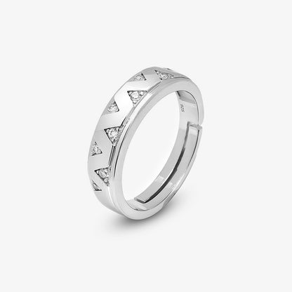 Crown Edge Couple Rings for Men & Women – 925 Sterling Silver Rhodium Plated