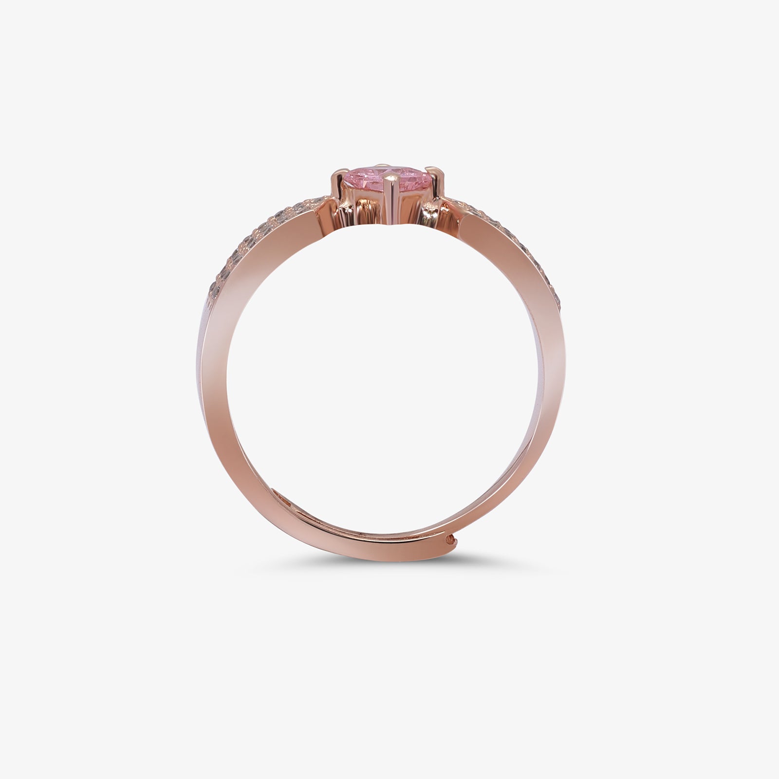 Rose Gold Pink Zircon Silver Ring