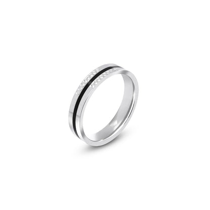 Pure 925 Sterling Silver Simple Black Strip Ring for Men - Tweov Jewels