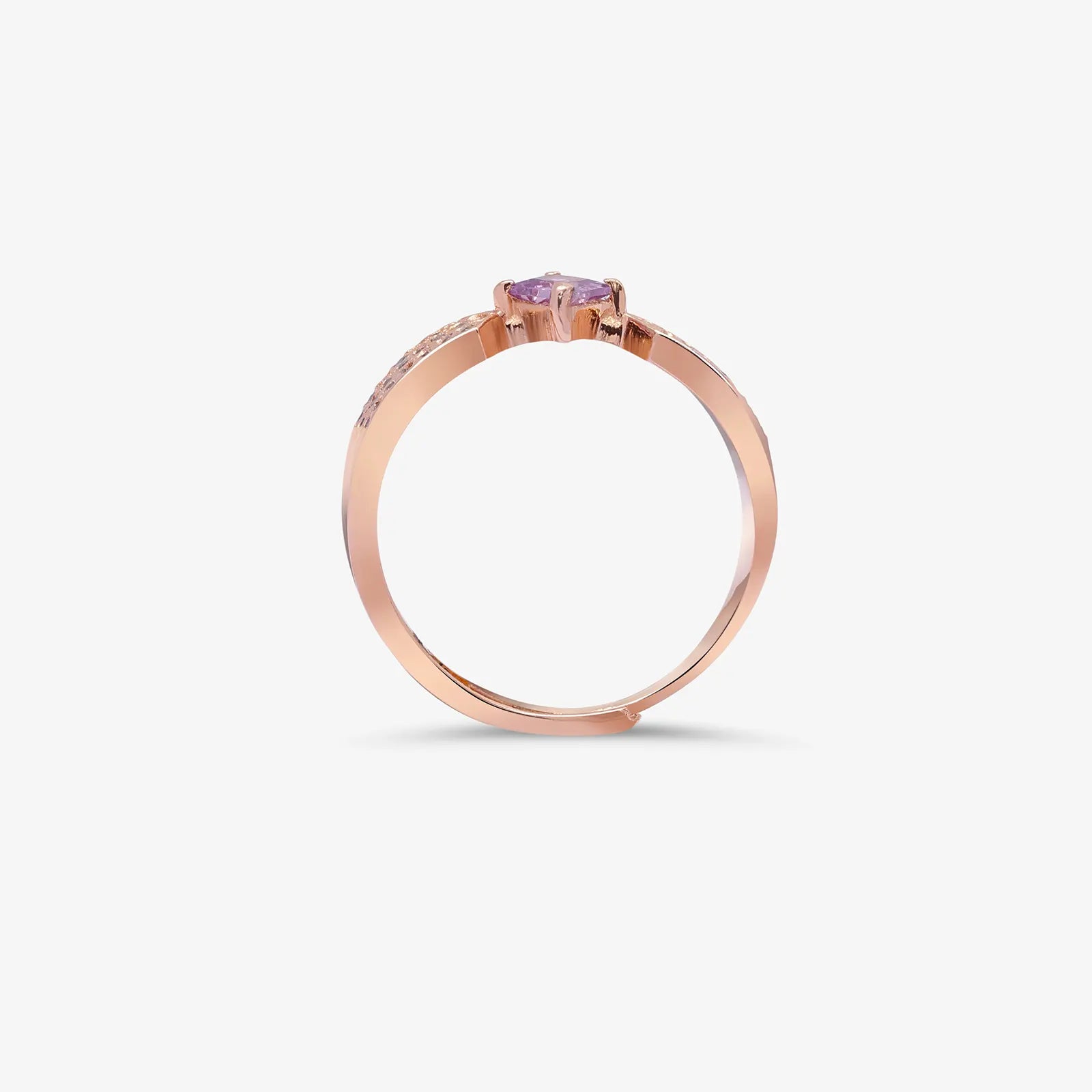 Rose Gold Plated Purple Stone Silver Ring