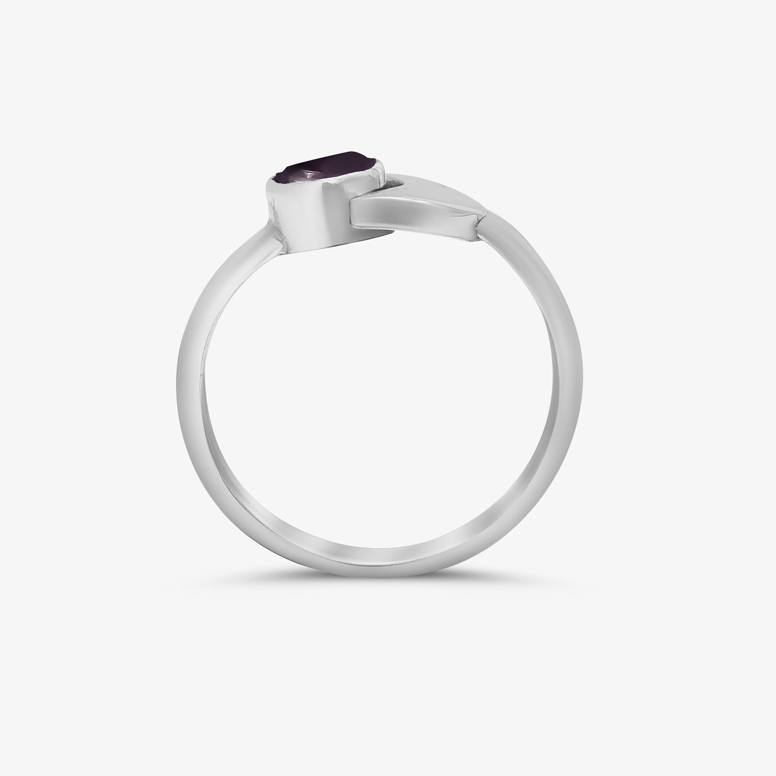 Silver Purple Stone Moon Ring