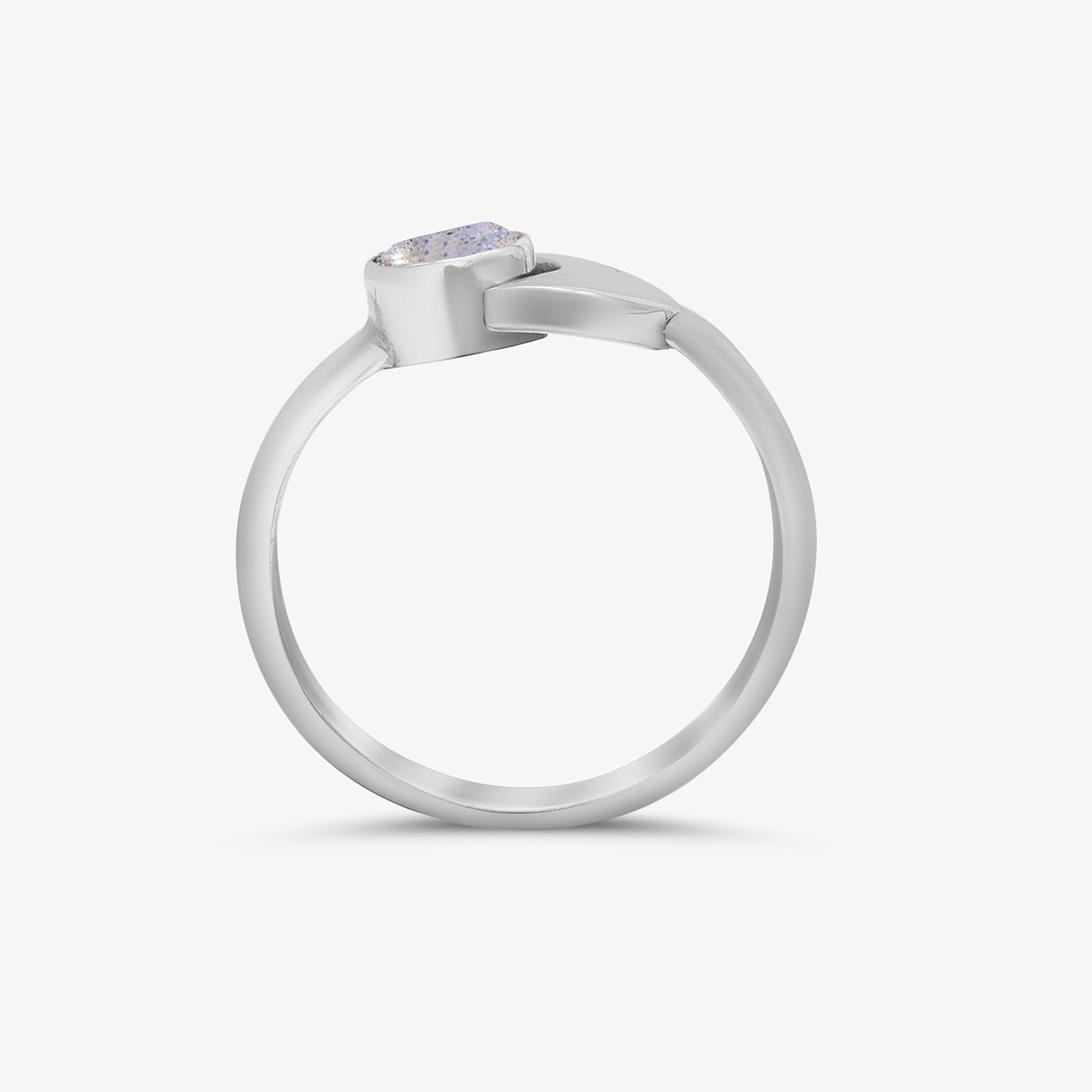Crescent Moonstone Silver Ring