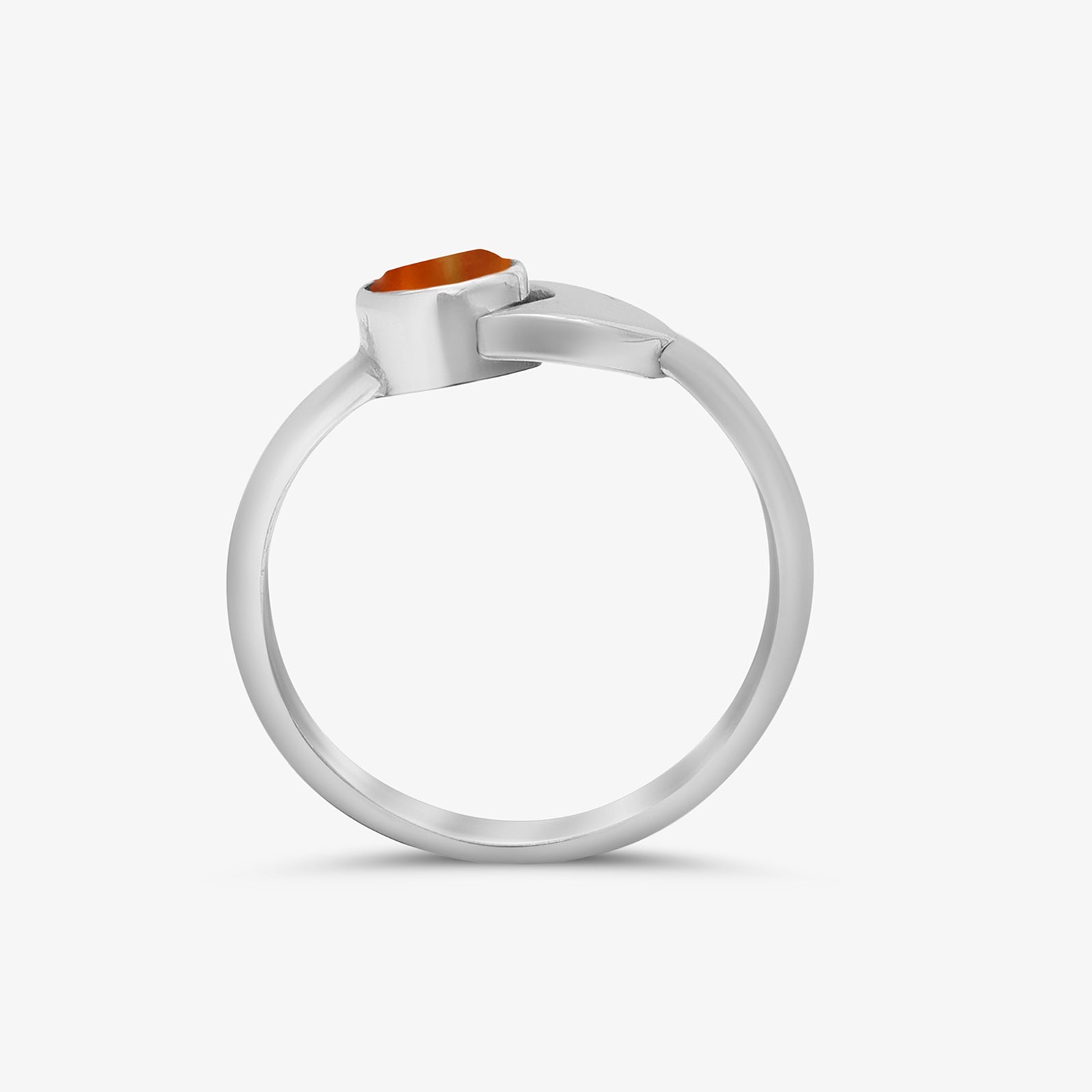 Silver Tiger Eye Stone Moon Ring