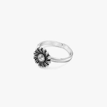 Oxidised Daisy CZ Toe Ring Set For Women – 925 Sterling Silver